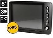 5" inch monitor AE-568T Black, White, Silver (Tripple (3) aansluitingen) IP 68 waterdicht